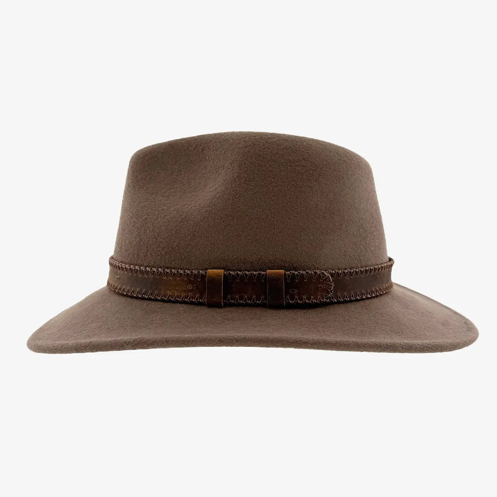 Moab | Mens Khaki Crushable Wool Felt Safari Hat with Leather Band