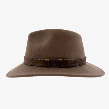 Moab | Mens Khaki Crushable Wool Felt Safari Hat with Leather Band