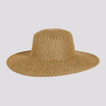 Mynah | Womens Coffee Mix Paper Braid Round Crown Straw Sun Hat