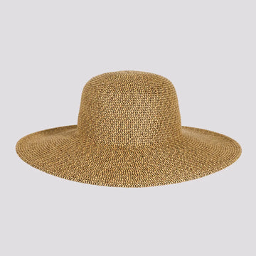 Mynah | Womens Coffee Mix Paper Braid Round Crown Straw Sun Hat