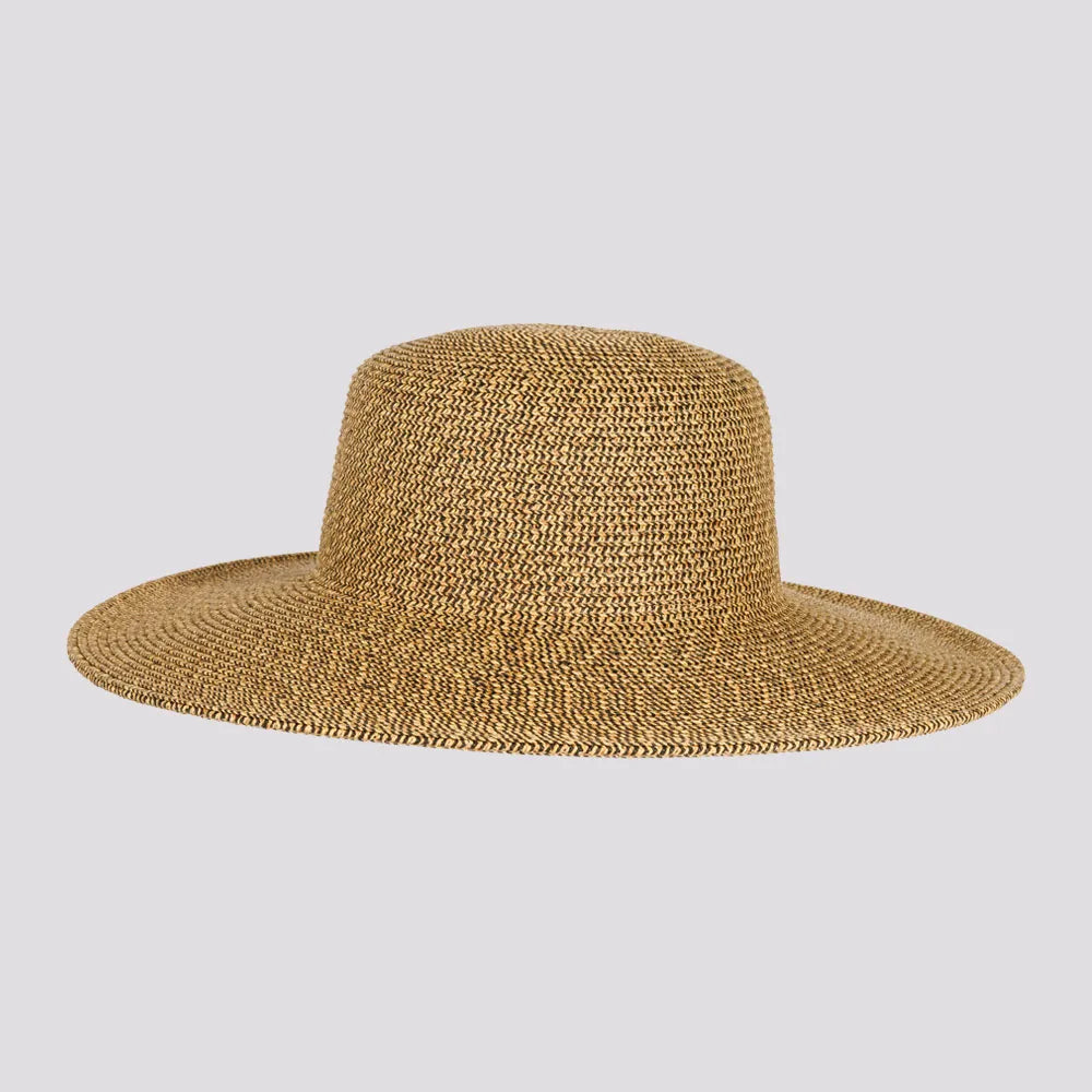 Mynah | Womens Coffee Mix Paper Braid Round Crown Straw Sun Hat