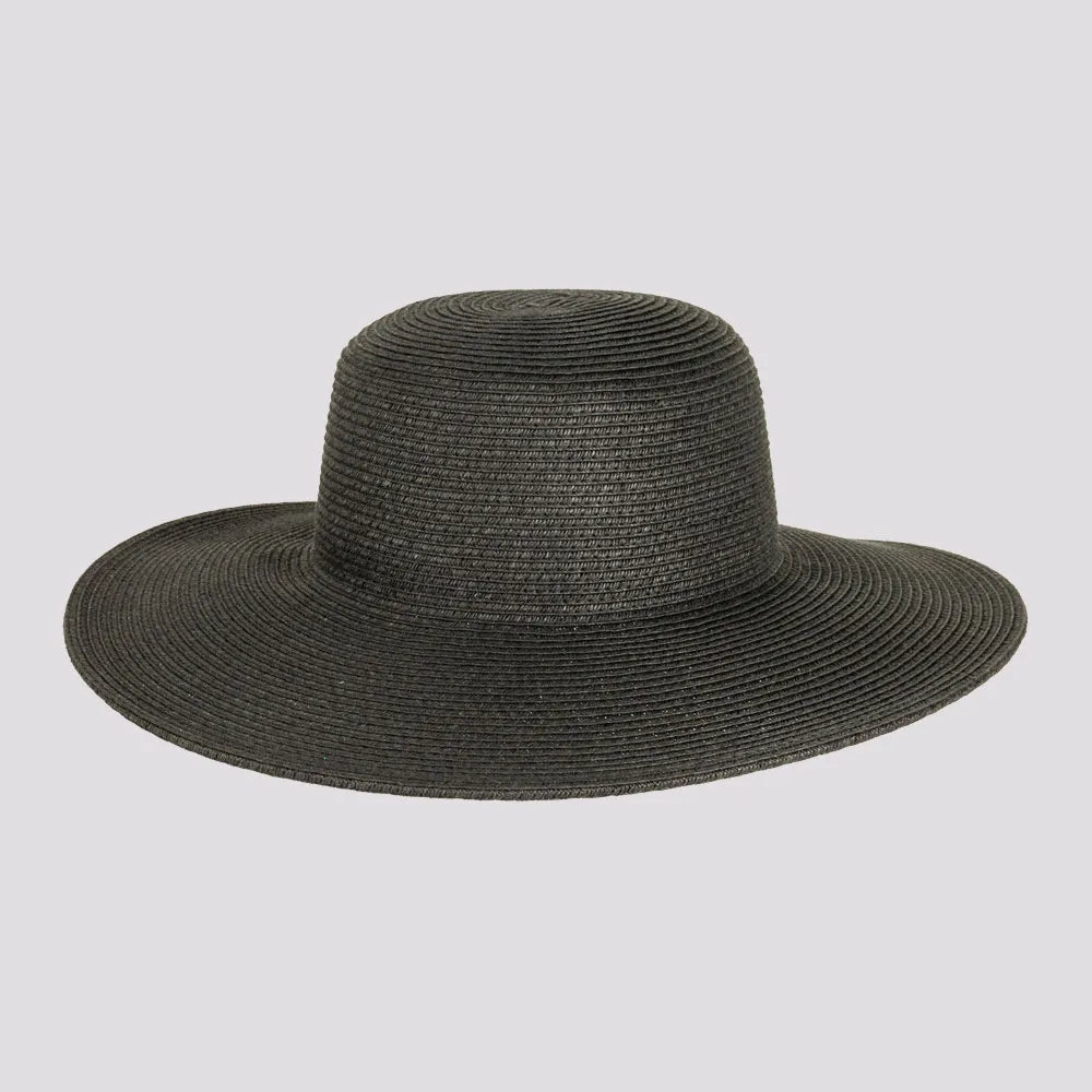 Mynah | Womens Black Mix Paper Braid Round Crown Straw Sun Hat