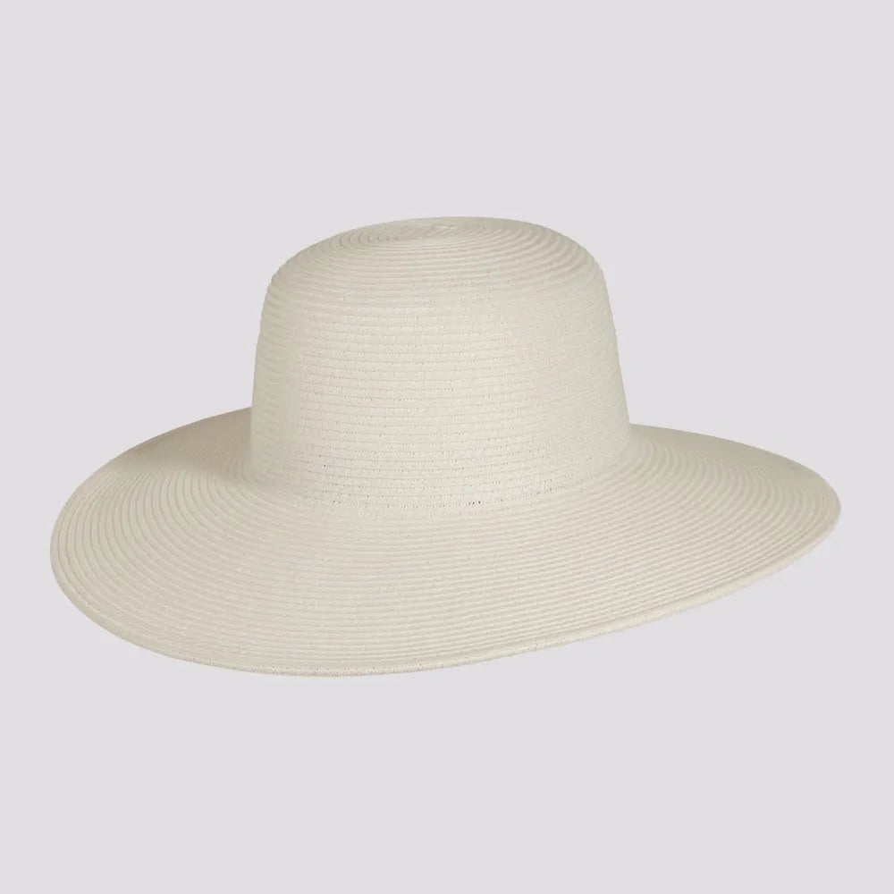 Mynah | Womens White Mix Paper Braid Round Crown Straw Sun Hat