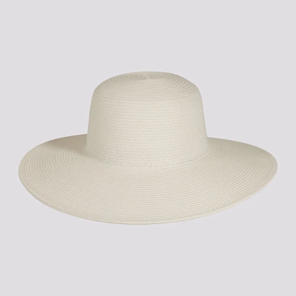 Mynah | Womens White Mix Paper Braid Round Crown Straw Sun Hat