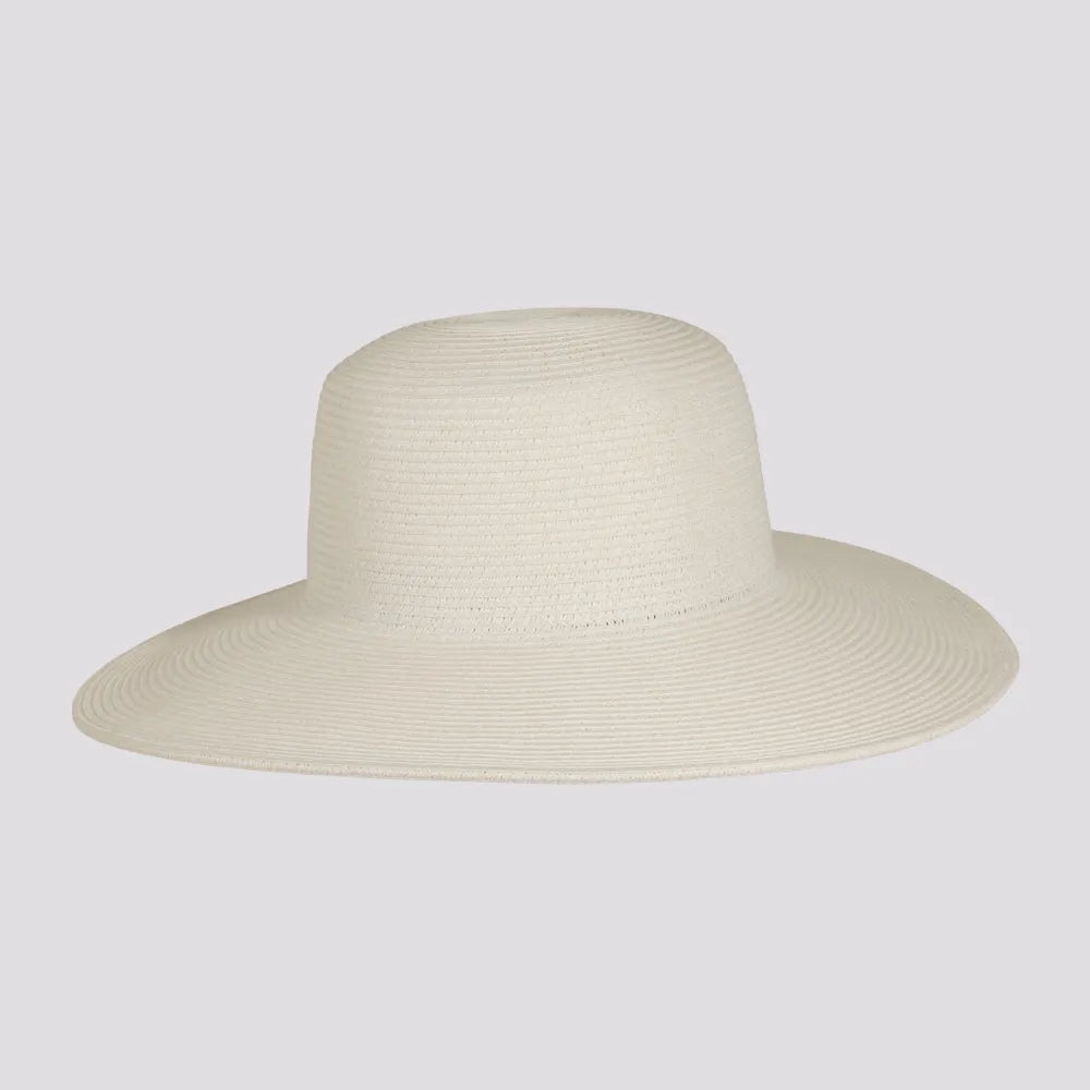 Mynah | Womens White Mix Paper Braid Round Crown Straw Sun Hat