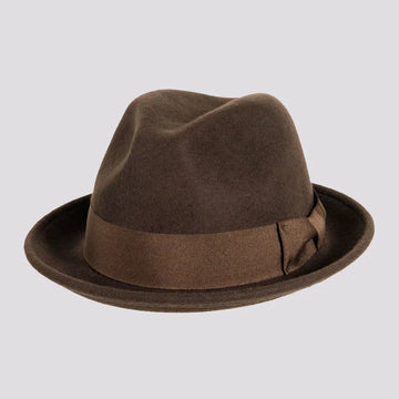 Pablo | Mens Brown Wool Felt Pinch Front Fedora Hat