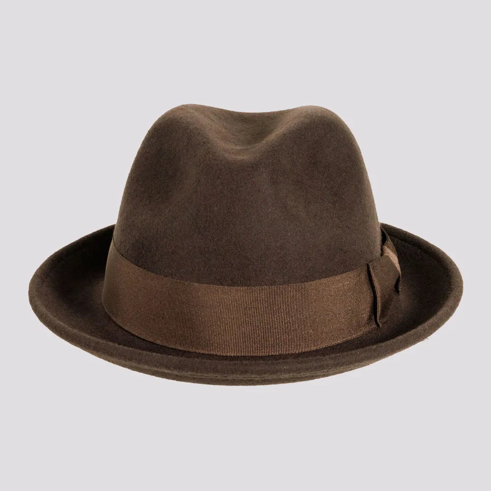 Pablo | Mens Brown Wool Felt Pinch Front Fedora Hat