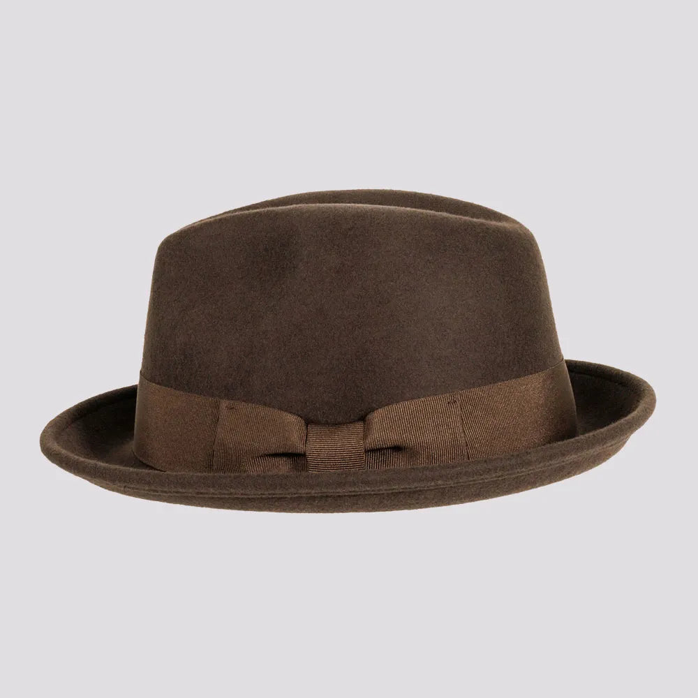 Pablo | Mens Brown Wool Felt Pinch Front Fedora Hat