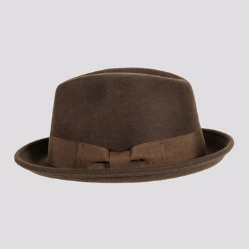 Pablo | Mens Brown Wool Felt Pinch Front Fedora Hat