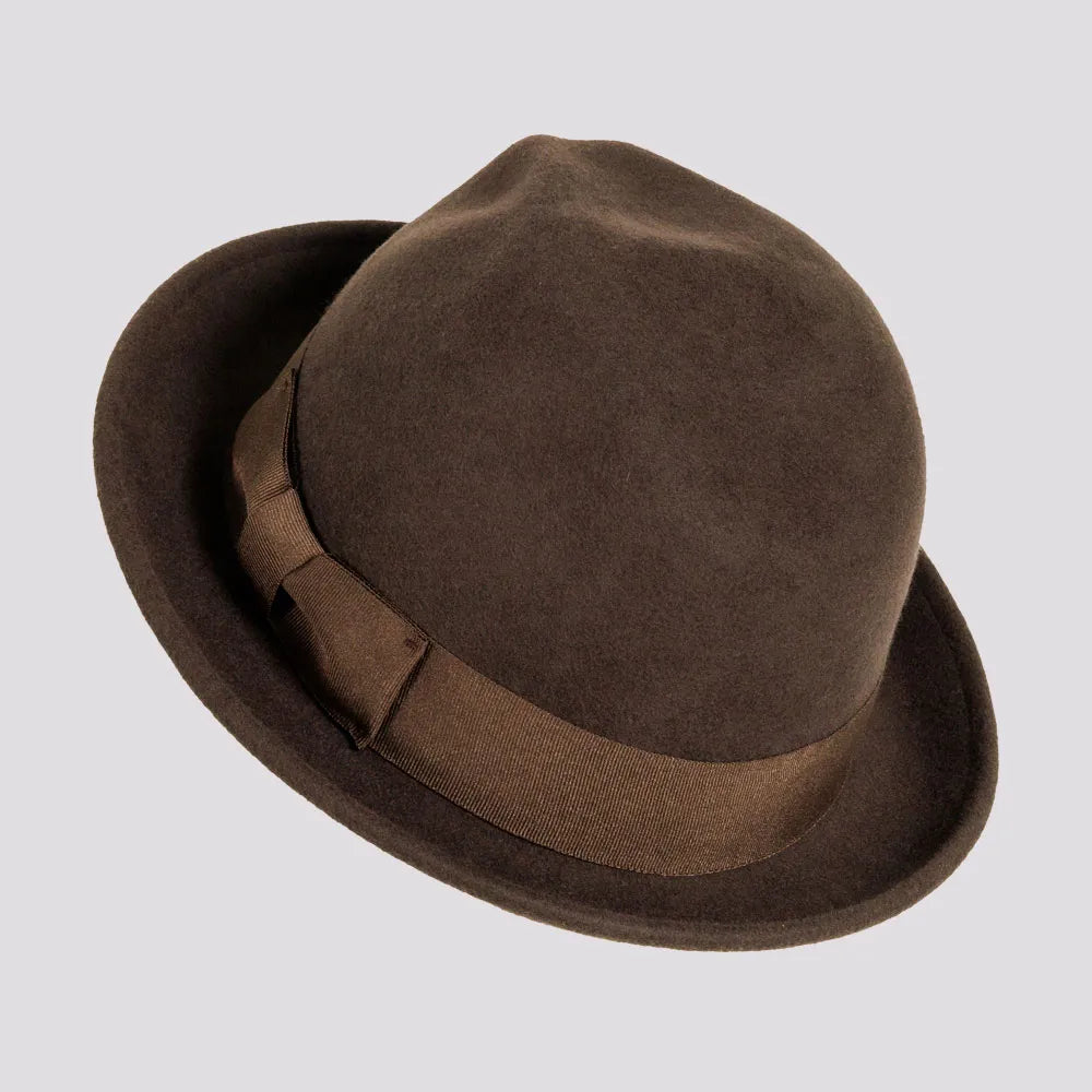 Pablo | Mens Brown Wool Felt Pinch Front Fedora Hat