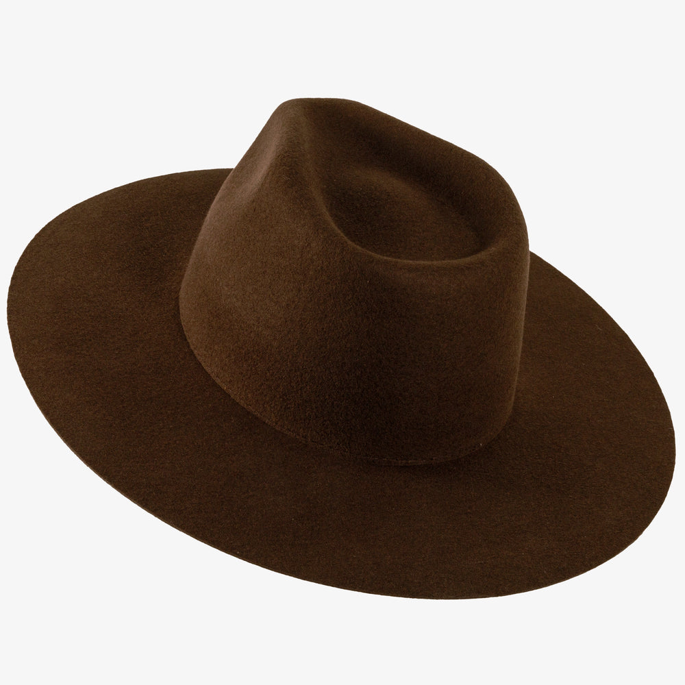 Rancher | Mens Brown Wide Brim Felt Fedora Hat