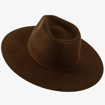 Rancher | Mens Brown Wide Brim Felt Fedora Hat