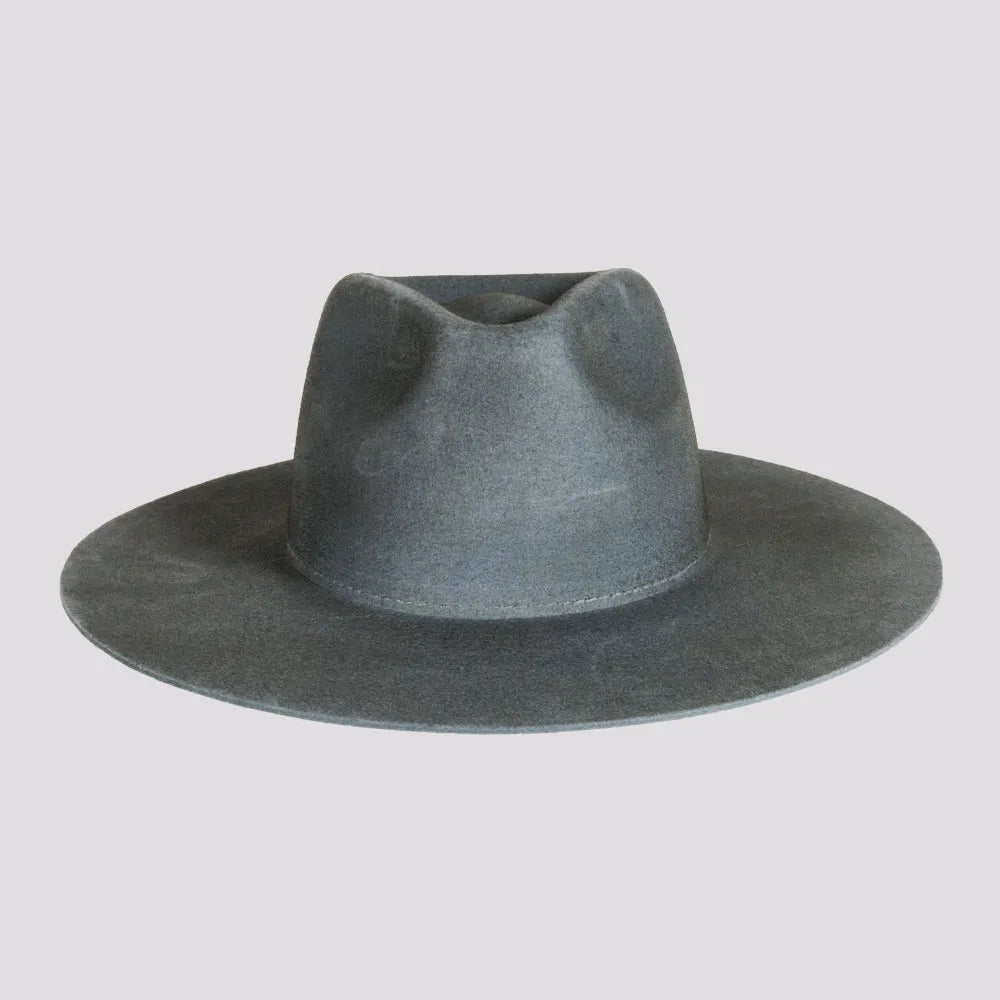 Rancher | Mens Dirty Blue Wide Brim Felt Fedora Hat