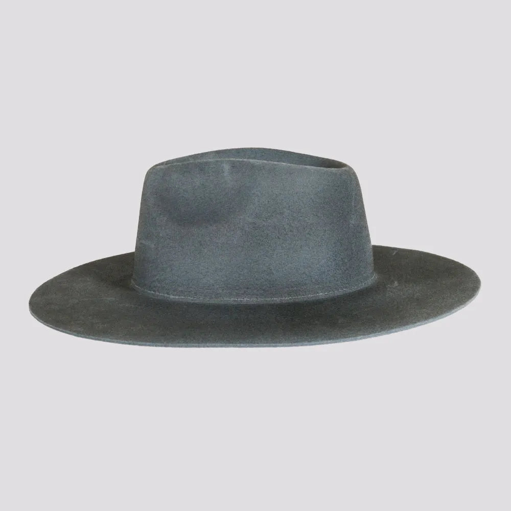 Rancher | Mens Dirty Blue Wide Brim Felt Fedora Hat