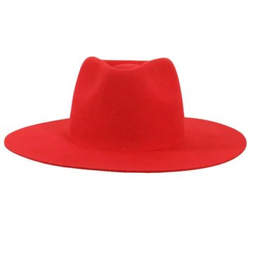 Rancher | Womens Red Wide Brim Felt Fedora Hat