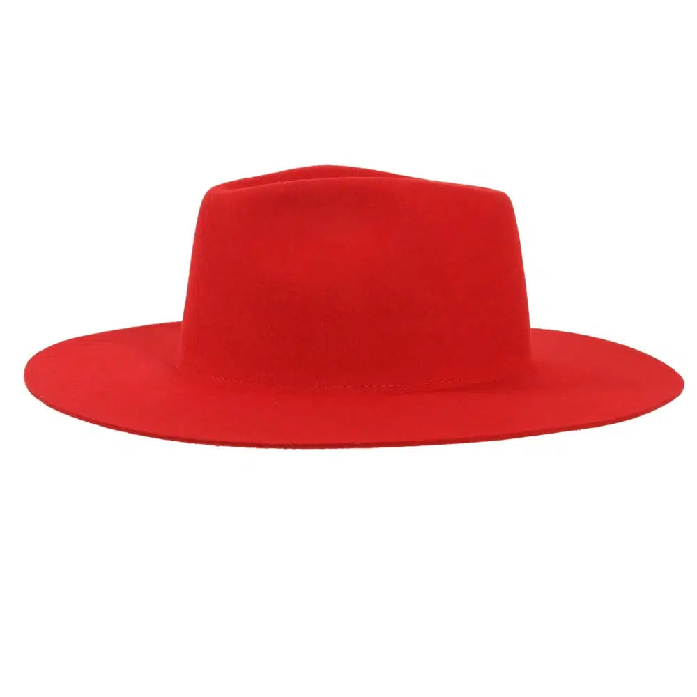 Rancher | Womens Red Wide Brim Felt Fedora Hat