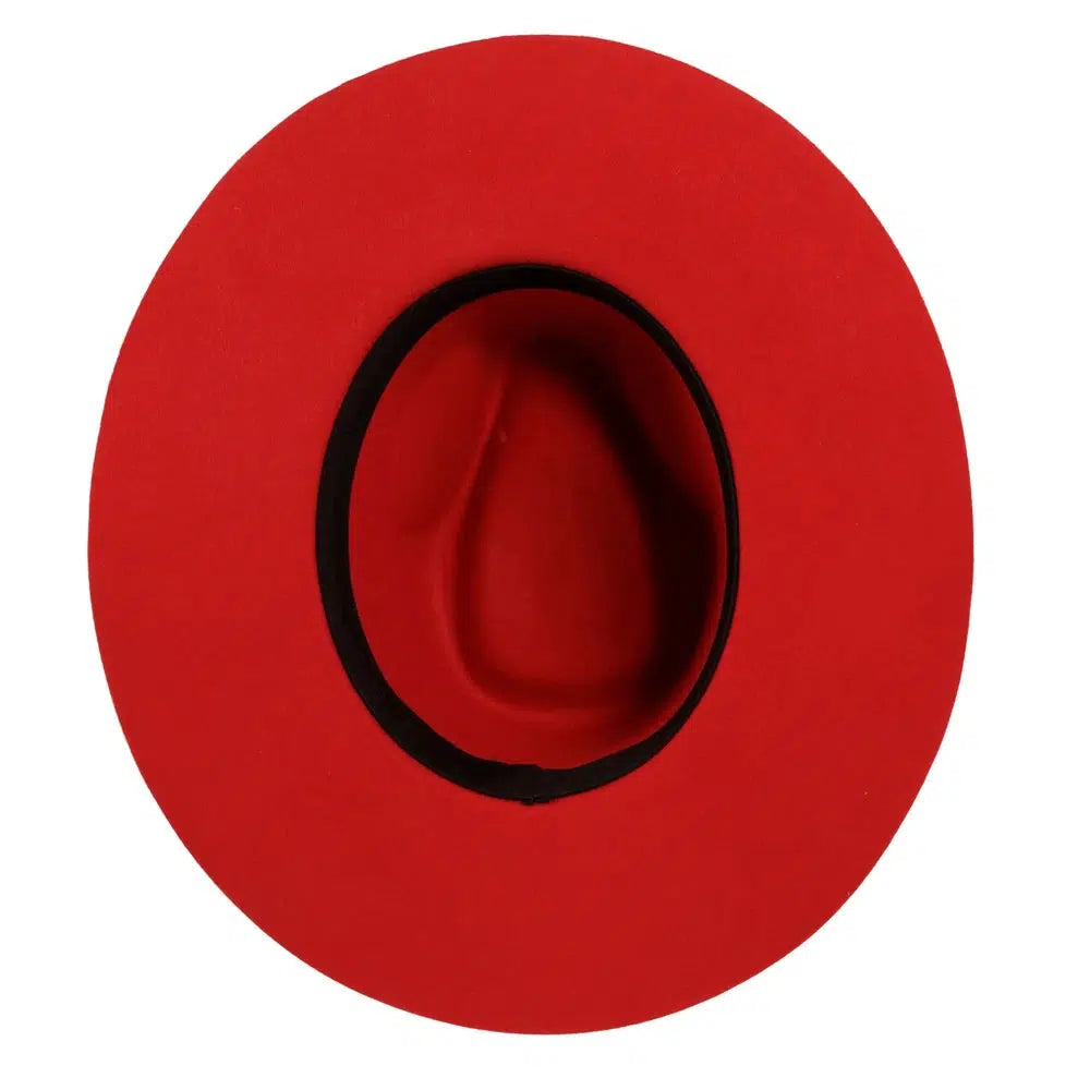 Rancher | Womens Red Wide Brim Felt Fedora Hat