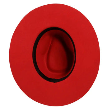 Rancher | Womens Red Wide Brim Felt Fedora Hat