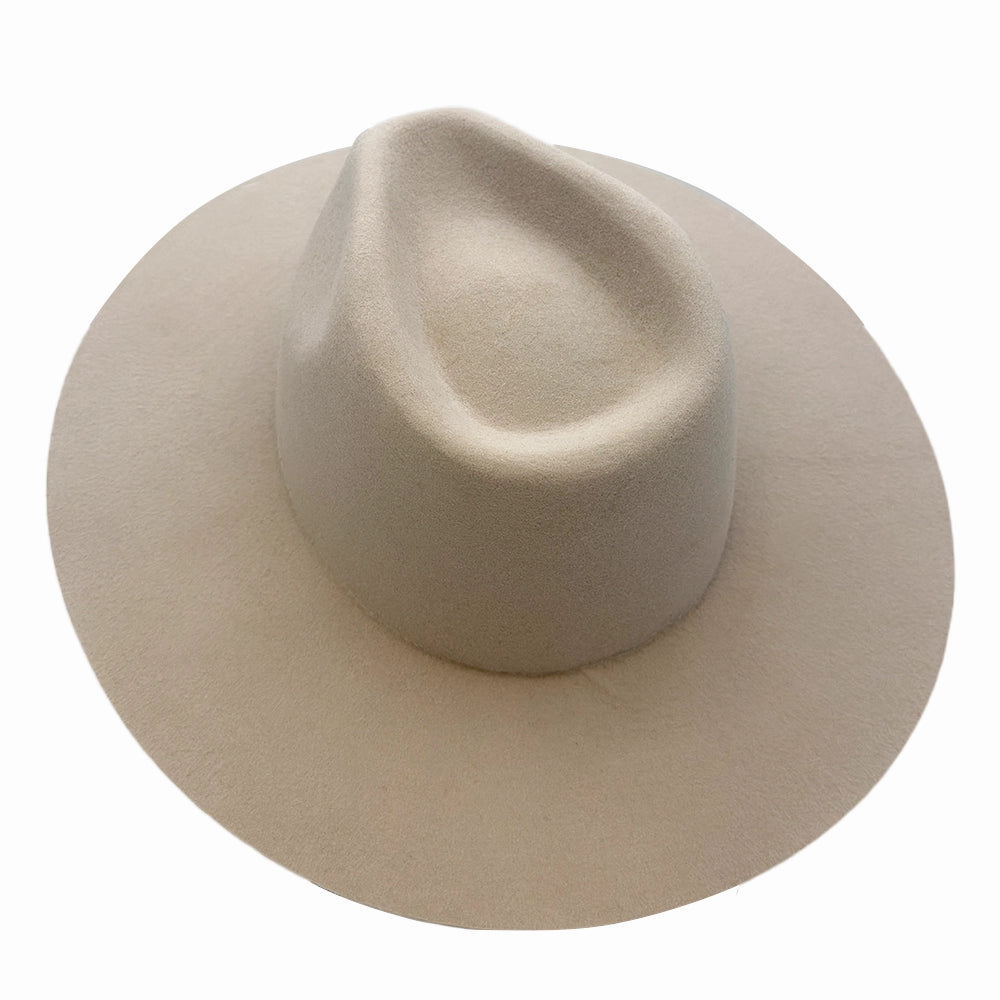 Rancher | Mens Sand Wide Brim Felt Fedora Hat
