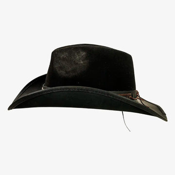 Reckless | Mens Black Genuine Leather and Wool Felt Western Cowboy Hat