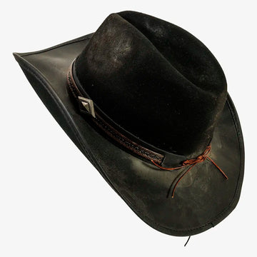Reckless | Mens Black Genuine Leather and Wool Felt Western Cowboy Hat