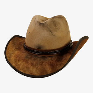 Reckless | Mens Oatmeal Genuine Leather and Wool Felt Western Cowboy Hat