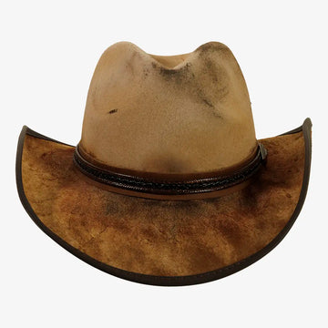 Reckless | Mens Oatmeal Genuine Leather and Wool Felt Western Cowboy Hat