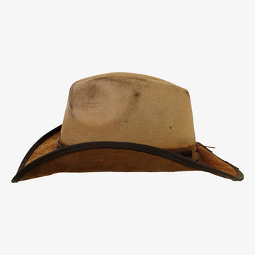 Reckless | Mens Oatmeal Genuine Leather and Wool Felt Western Cowboy Hat