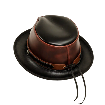 rocky wine leather fedora back view