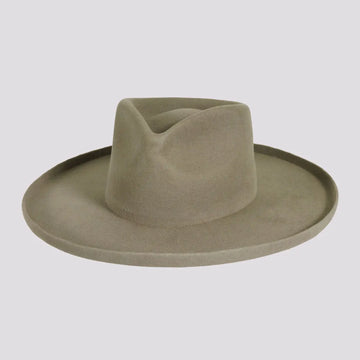 Rustler | Mens Gray Wool Felt Teardrop Fedora Hat with Curled Brim