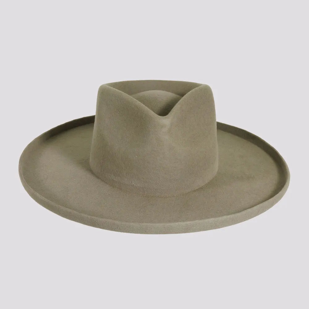 Rustler | Mens Gray Wool Felt Teardrop Fedora Hat with Curled Brim