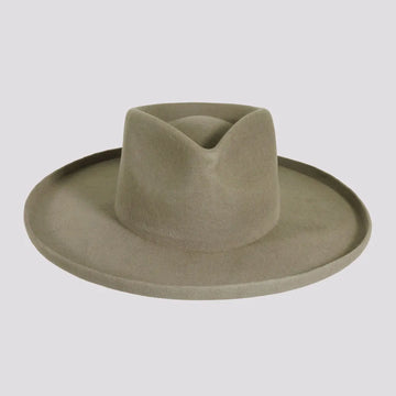 Rustler | Mens Gray Wool Felt Teardrop Fedora Hat with Curled Brim