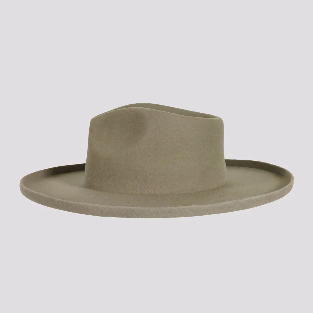 Rustler | Mens Gray Wool Felt Teardrop Fedora Hat with Curled Brim