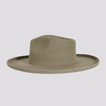Rustler | Mens Gray Wool Felt Teardrop Fedora Hat with Curled Brim