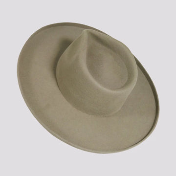 Rustler | Mens Gray Wool Felt Teardrop Fedora Hat with Curled Brim