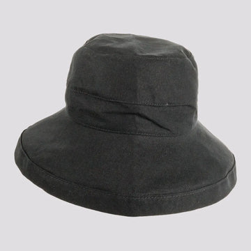 Sausalito | Womens Black Cotton Sun Bucket Hat with Upturn Brim