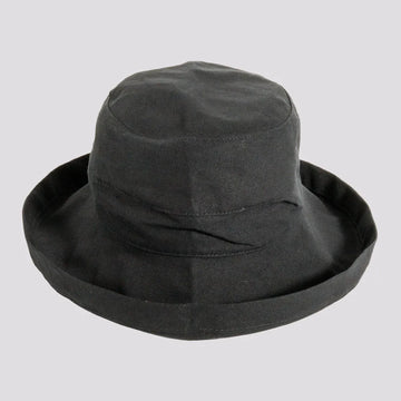 Sausalito | Womens Black Cotton Sun Bucket Hat with Upturn Brim