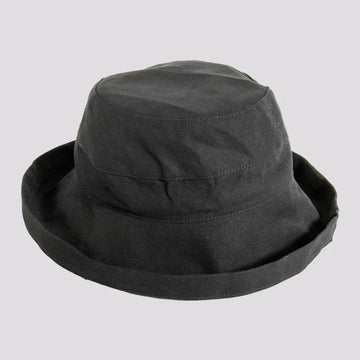 Sausalito | Womens Black Cotton Sun Bucket Hat with Upturn Brim