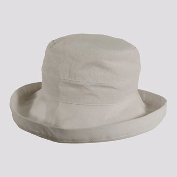 Sausalito | Womens White Cotton Sun Bucket Hat with Upturn Brim