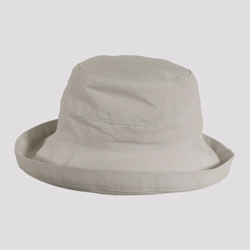 Sausalito | Womens White Cotton Sun Bucket Hat with Upturn Brim