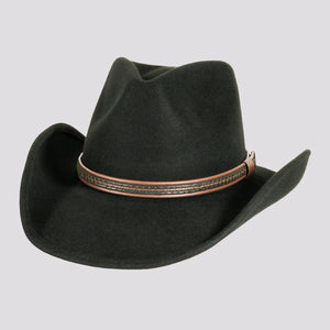 Showdown | Womens Black Wool Felt Crushable Western Outback Cowgirl Hat