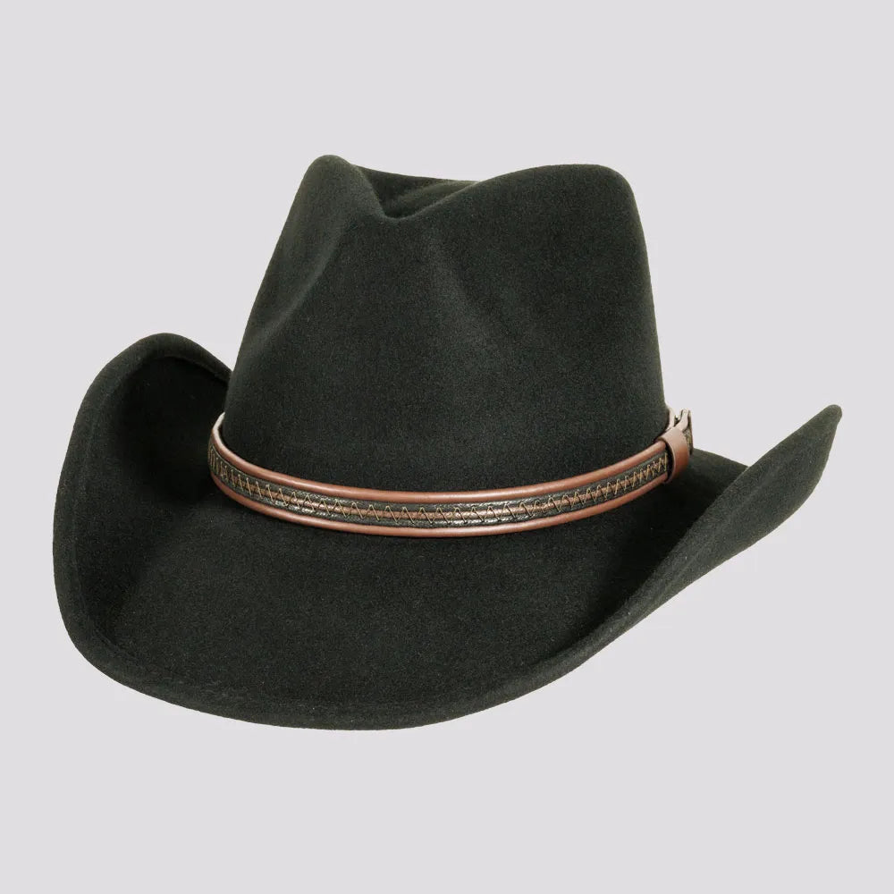 Showdown | Womens Black Wool Felt Crushable Western Outback Cowgirl Hat