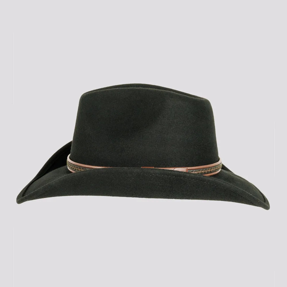 Showdown | Womens Black Wool Felt Crushable Western Outback Cowgirl Hat