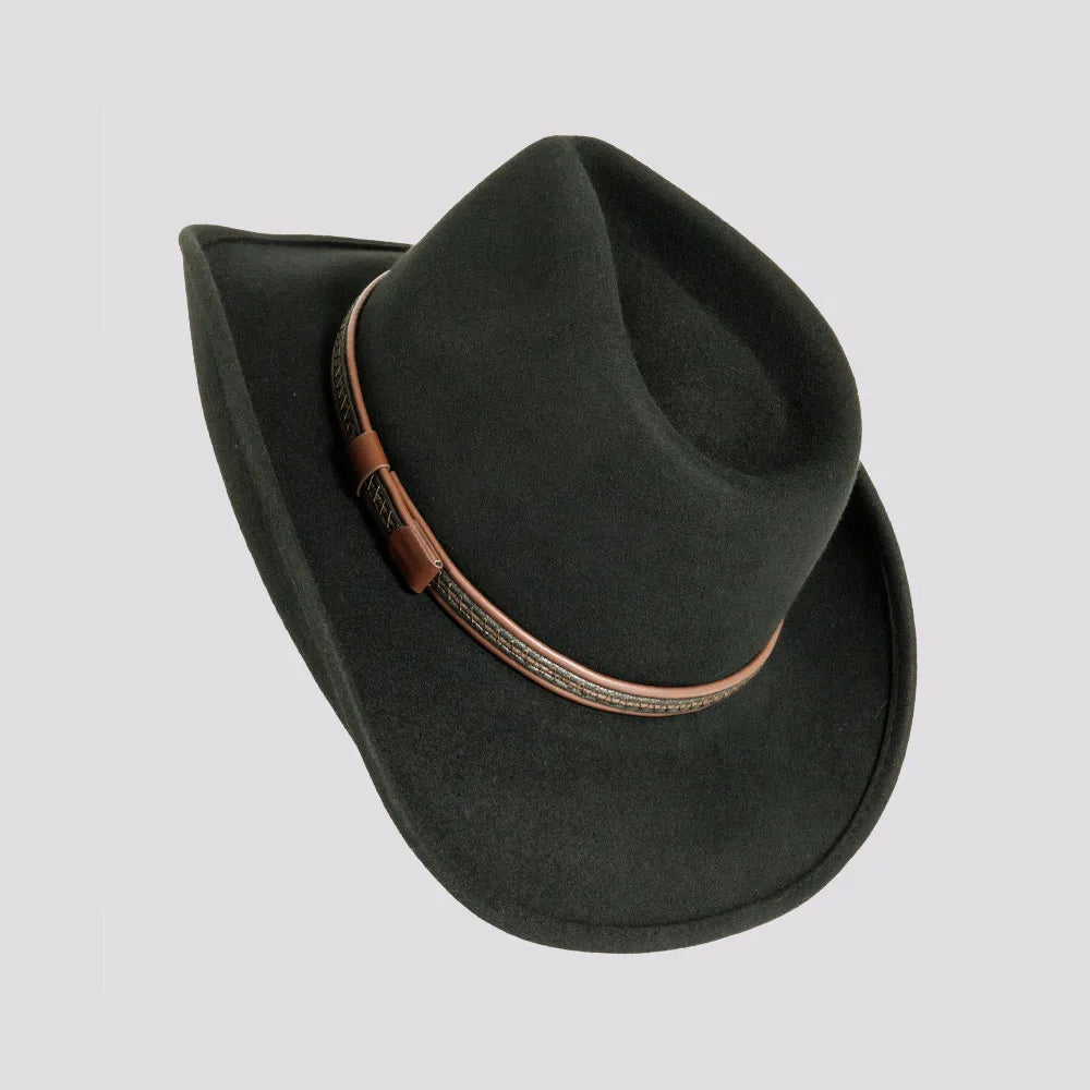 Showdown | Womens Black Wool Felt Crushable Western Outback Cowgirl Hat