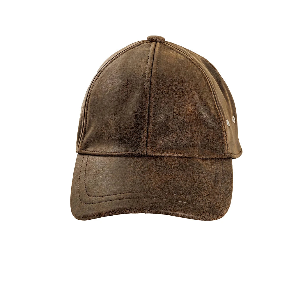 Brown leather cap on a white background