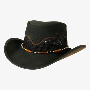 Sierra | Mens Black & Espresso Leather Cowboy Hat