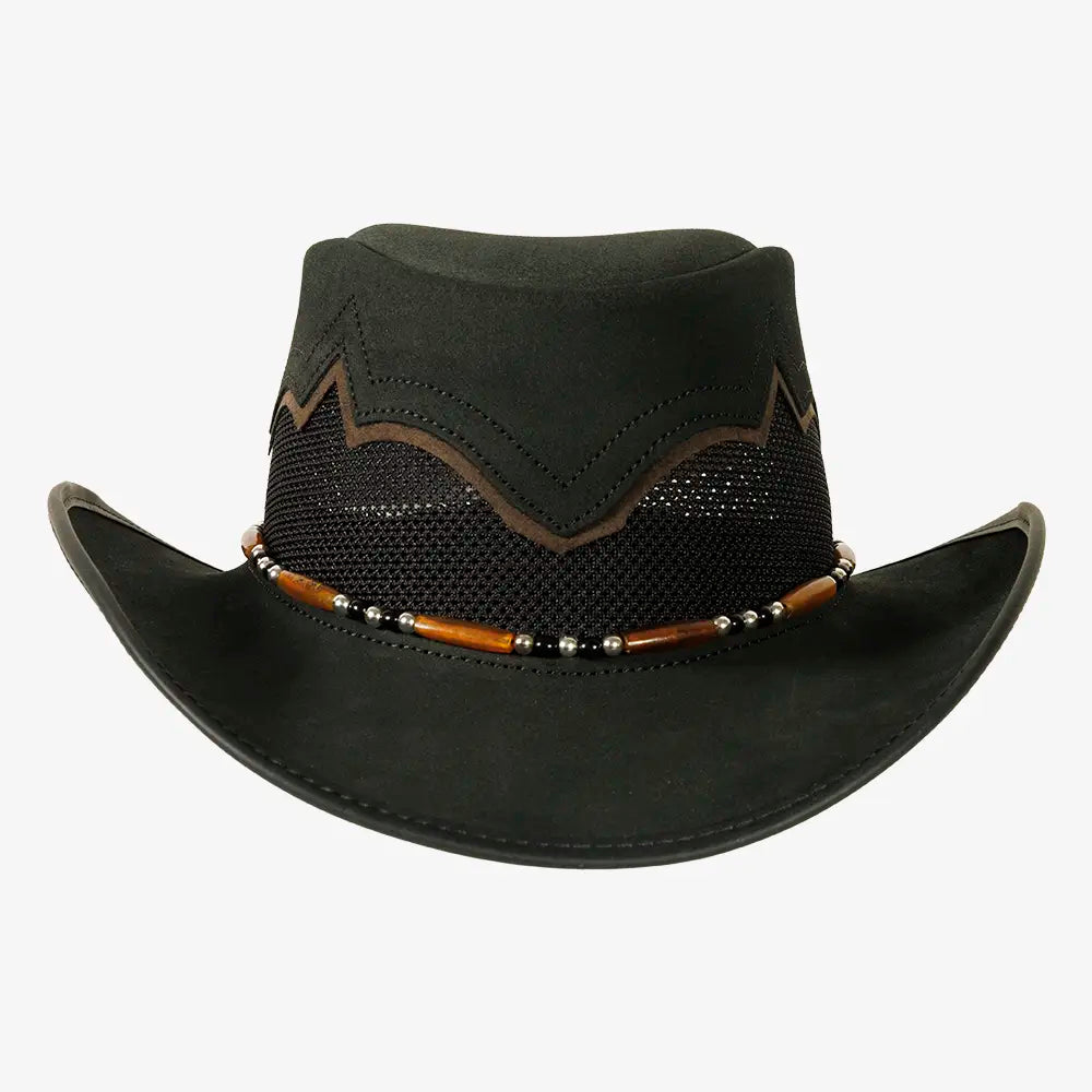 Sierra | Womens Black & Espresso Leather Cowgirl Hat