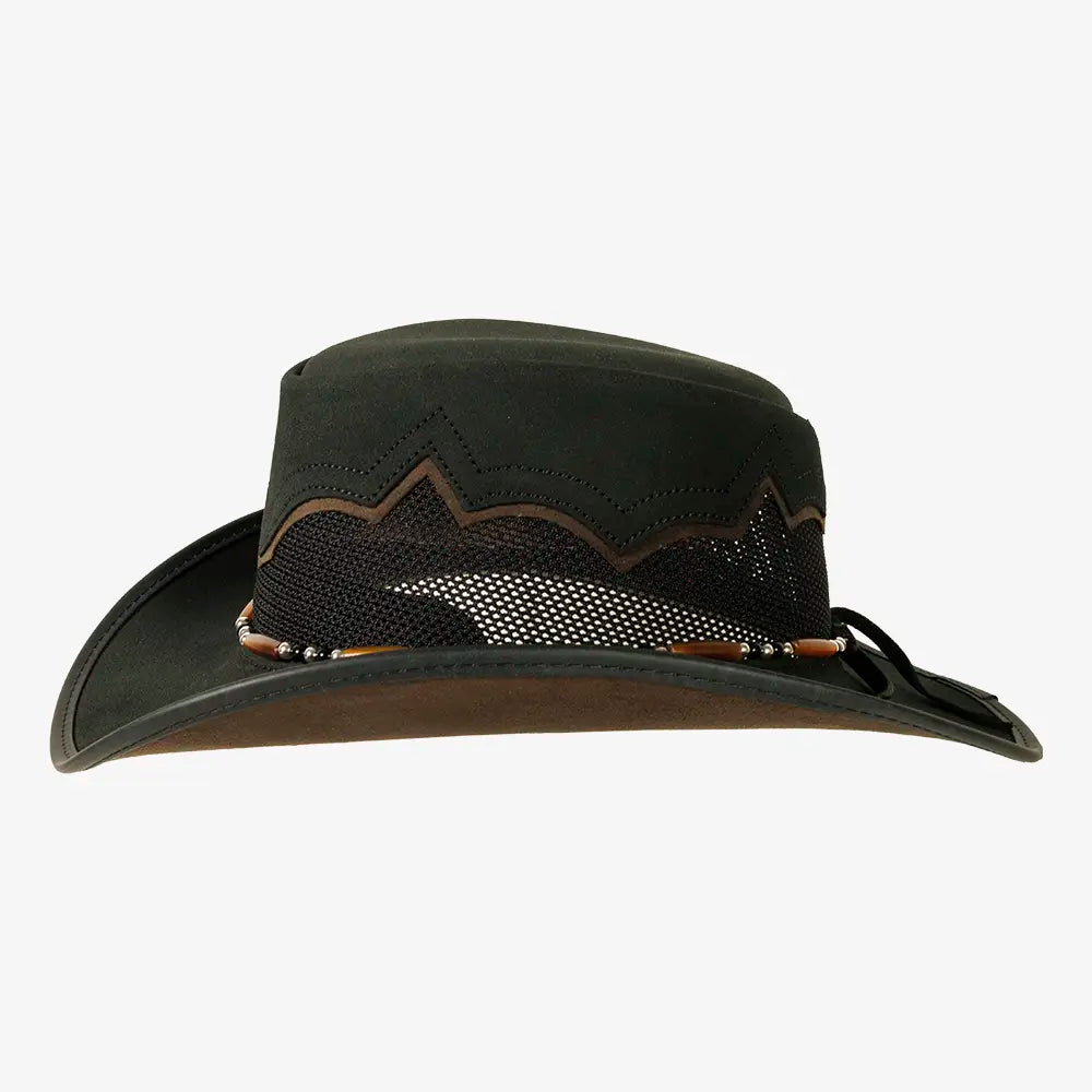 Sierra | Womens Black & Espresso Leather Cowgirl Hat