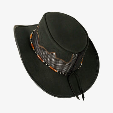 Sierra | Mens Black & Espresso Leather Cowboy Hat