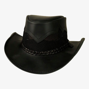 Stampede | Mens Blackstone Cowhide Leather Cowboy Hat with Mesh Sides